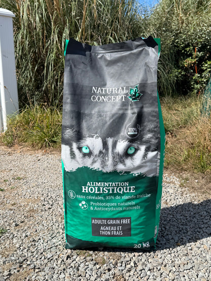 Croquettes chien 20 kg Natural concept -sans céréales - Agneau et thon