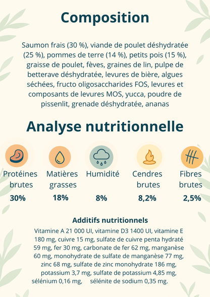 Croquettes chien 20 kg Natural concept - sans céréales - Poulet et saumon - Gentle Dog